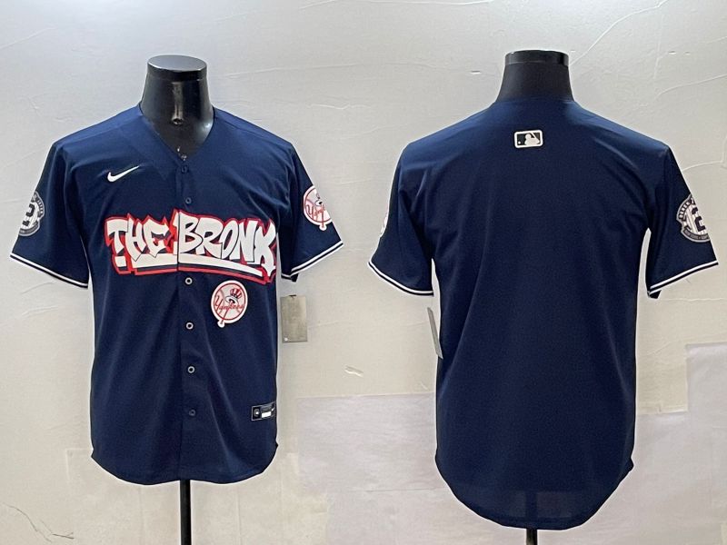 Men New York Yankees Blank Drak Blue four generations Joint Name 2025 Nike MLB Jersey style 4
